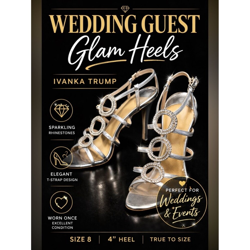 Ivanka Trump Itasteria Rhinestone Circle T-Strap Sparky Wedding Heels Sz 8